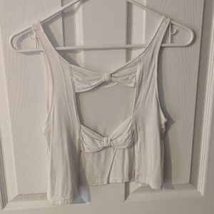 Bow open back crop top white pacsun
